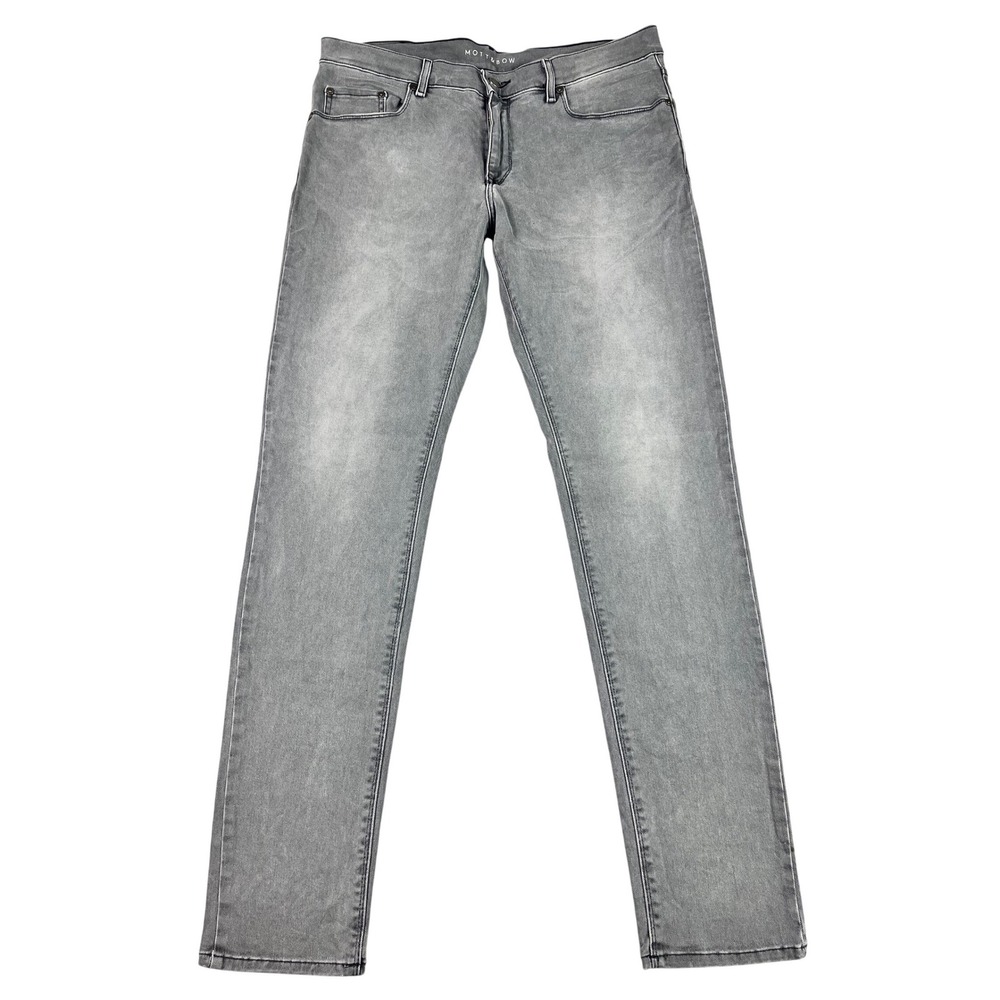 Mott & Bow Skinny Jeans Mens 36x33* Grey Stone Wash Cotton Stretch Denim